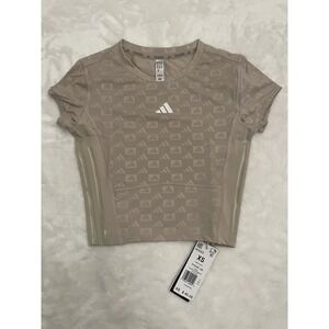 Adidas HYGLM T Q4 Training T-Shirt Wonder Beige IX3203 Womens XS New
